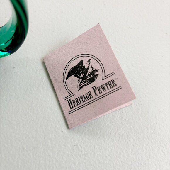 HERITAGE PEWTER Eagle Coffee Mugs Set Of 2 Glass Jade Cobalt Patriotic Woodland - Picture 11 of 15